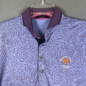 Greyson Polo Golf Shirt Purple Geometric Performance Kiawah Island Sz Medium